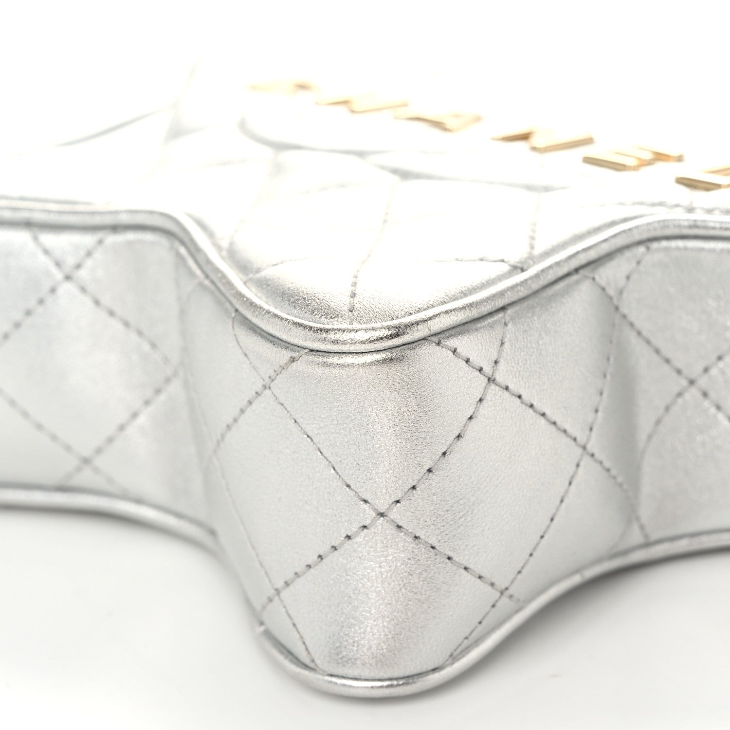 Metallic Lambskin Walk Of Fame Bag Silver