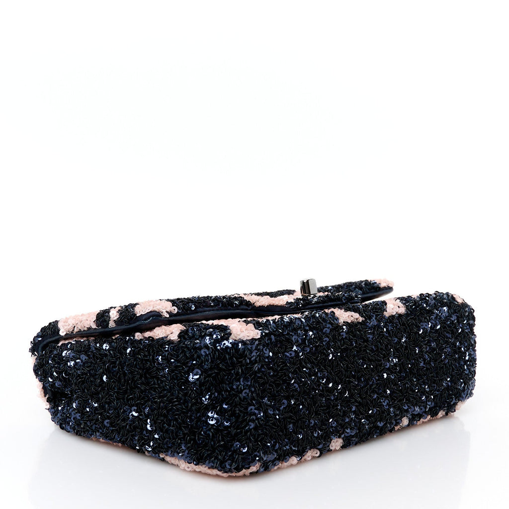 Sequin Mini Rectangular Flap Navy Pink