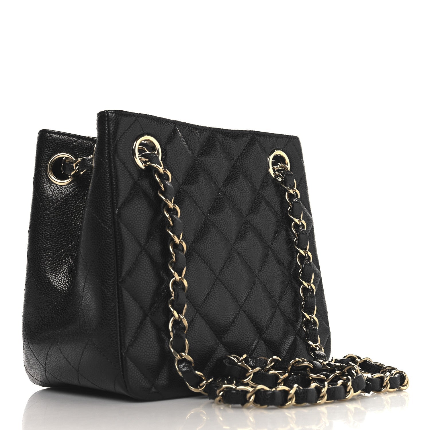 Caviar Quilted Mini Bucket Bag Black
