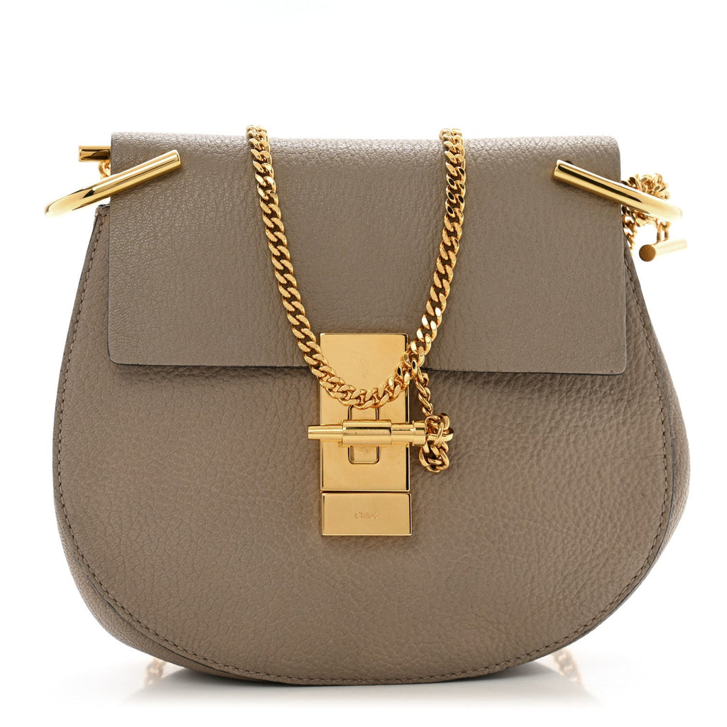 Grained Lambskin Mini Drew Shoulder Bag Motty Grey