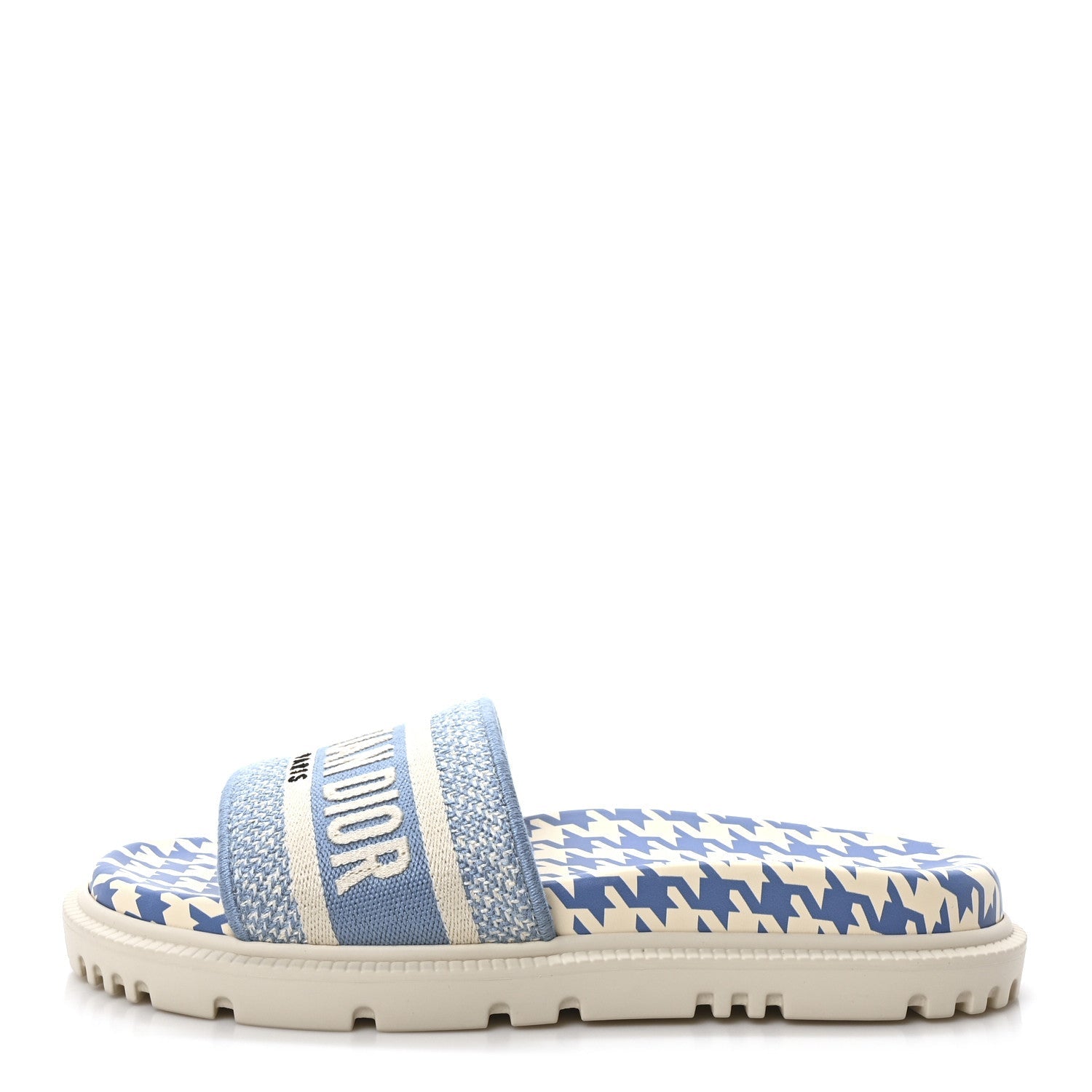 Micro PDP Cotton Houndstooth Embroidered Dway 10mm Slide Sandals 36 Cornflower