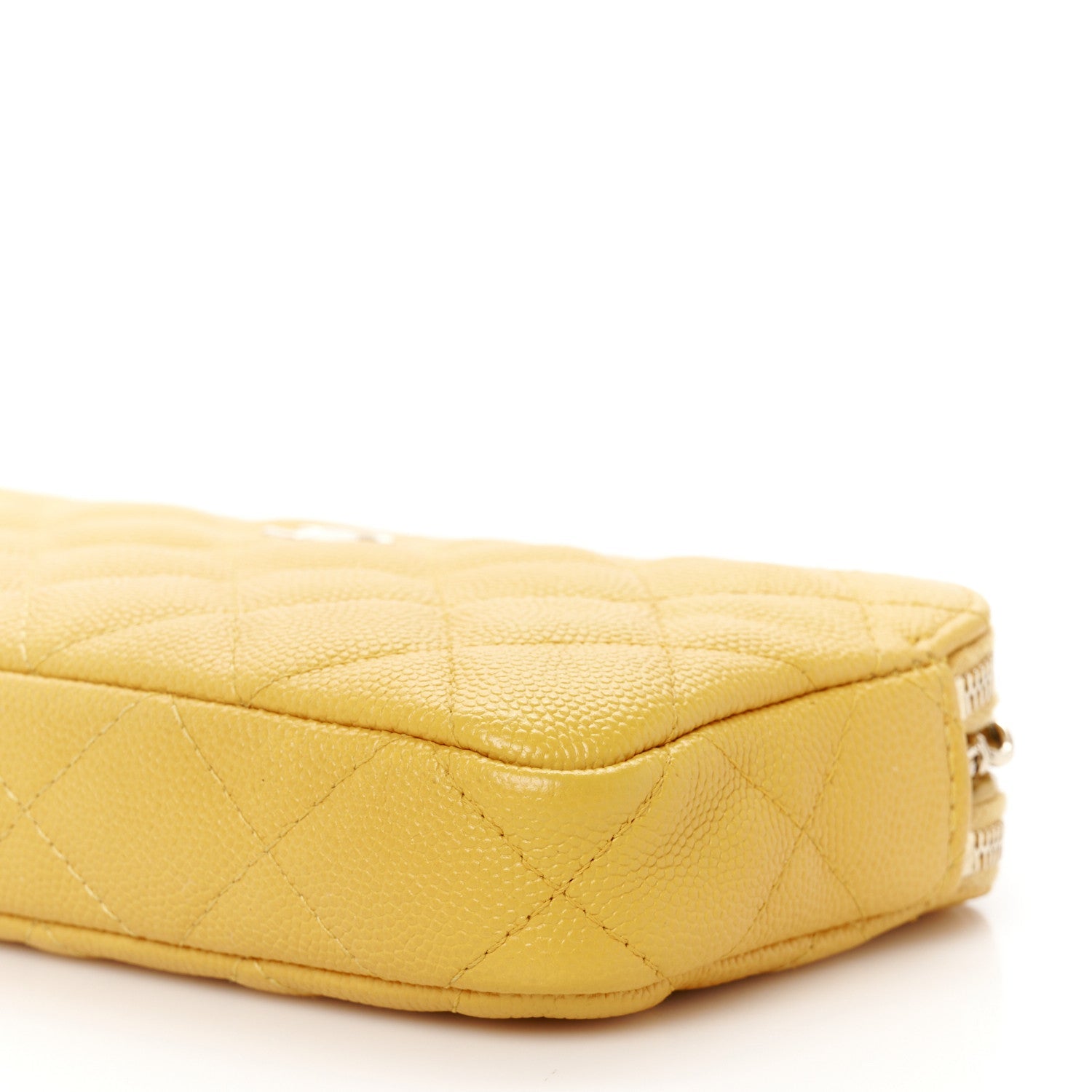 Caviar Quilted Small Clutch With Chain Yellow