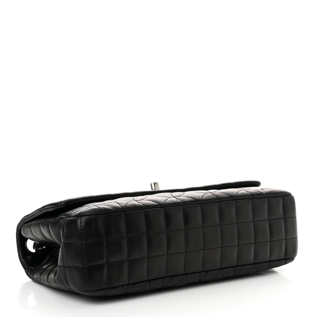 Lambskin Quilted Lady Graphic Flap Black