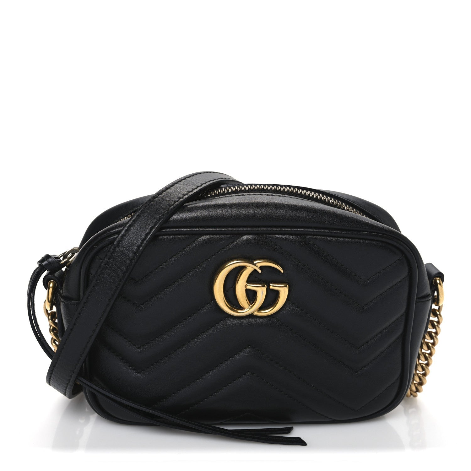 Calfskin Matelasse Mini GG Marmont Chain Shoulder Bag Black