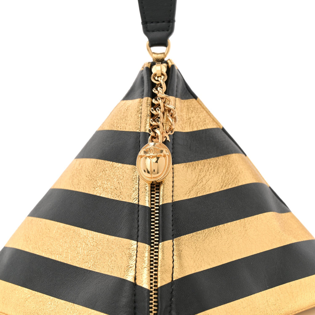 Metallic Lambskin CC Kheops Pyramid Bag Gold Black