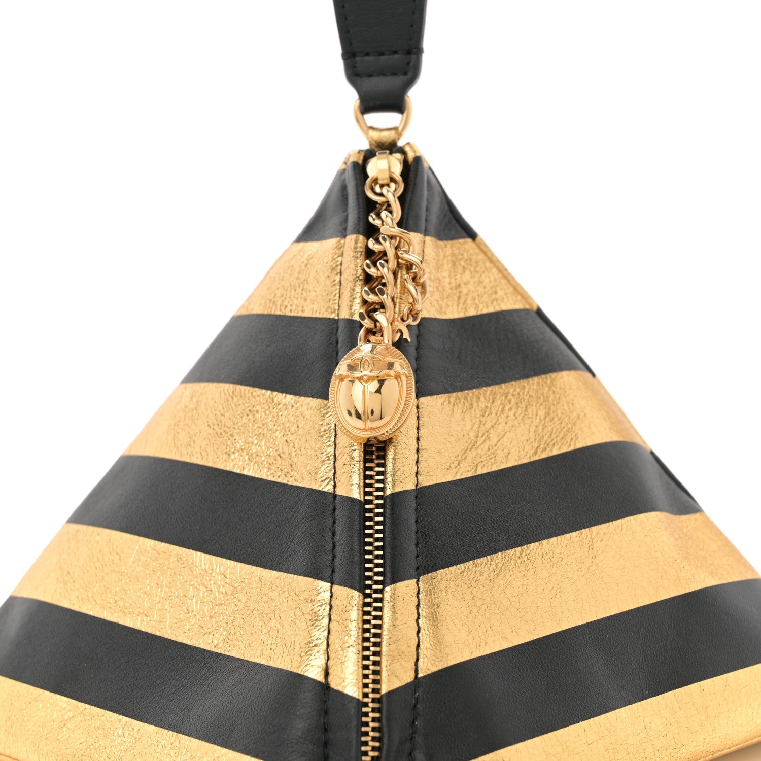 Metallic Lambskin CC Kheops Pyramid Bag Gold Black