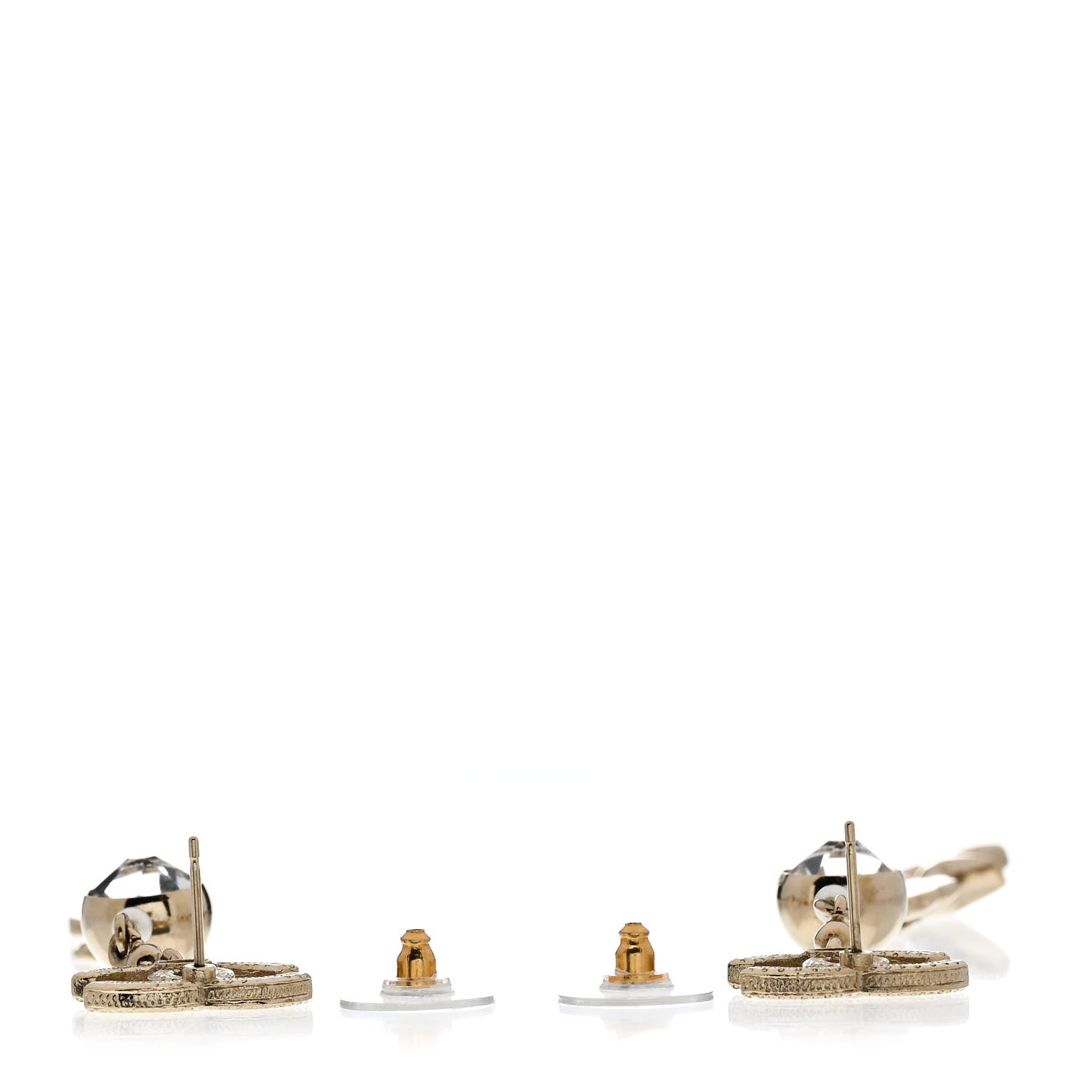 Crystal Pearl CC Charms Drop Earrings Gold