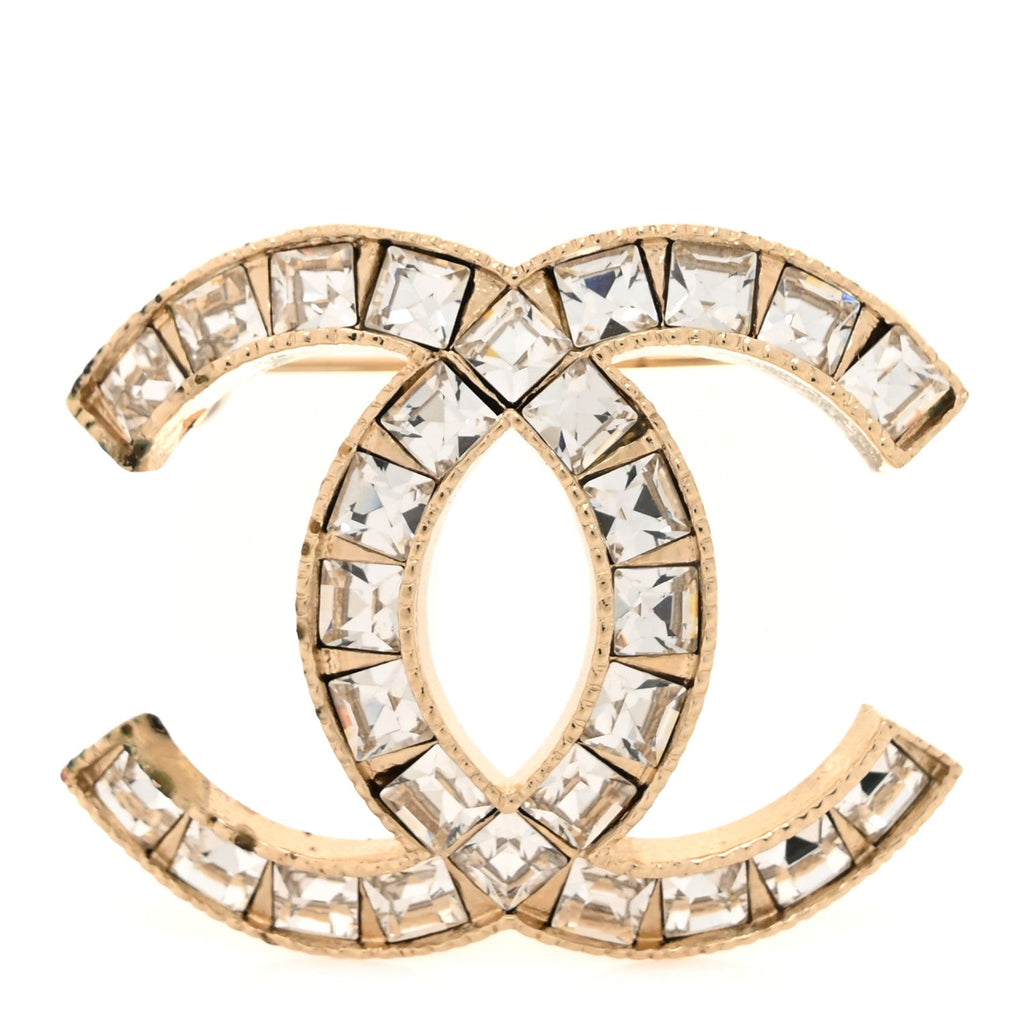 Baguette Crystal CC Brooch Gold