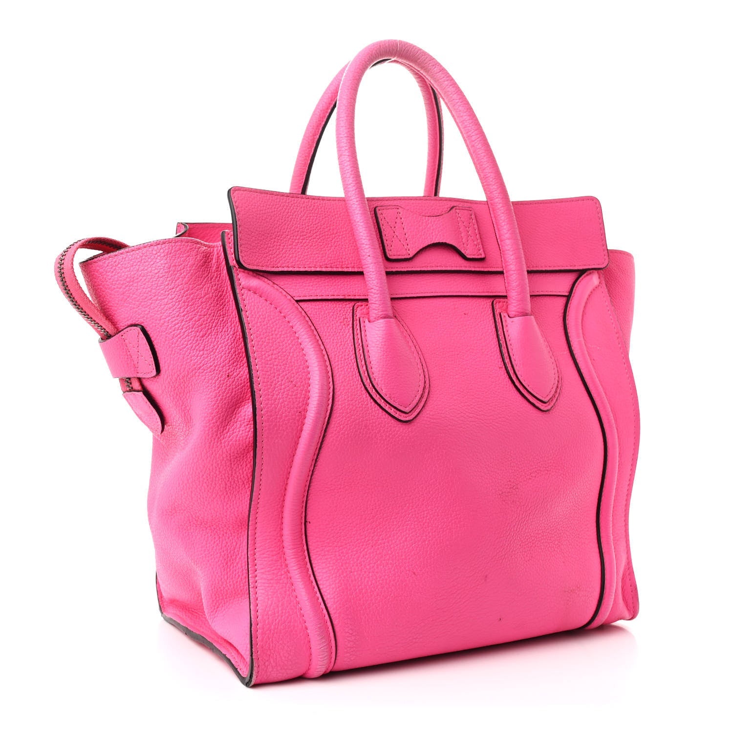 Drummed Calfskin Mini Luggage Fluo Pink