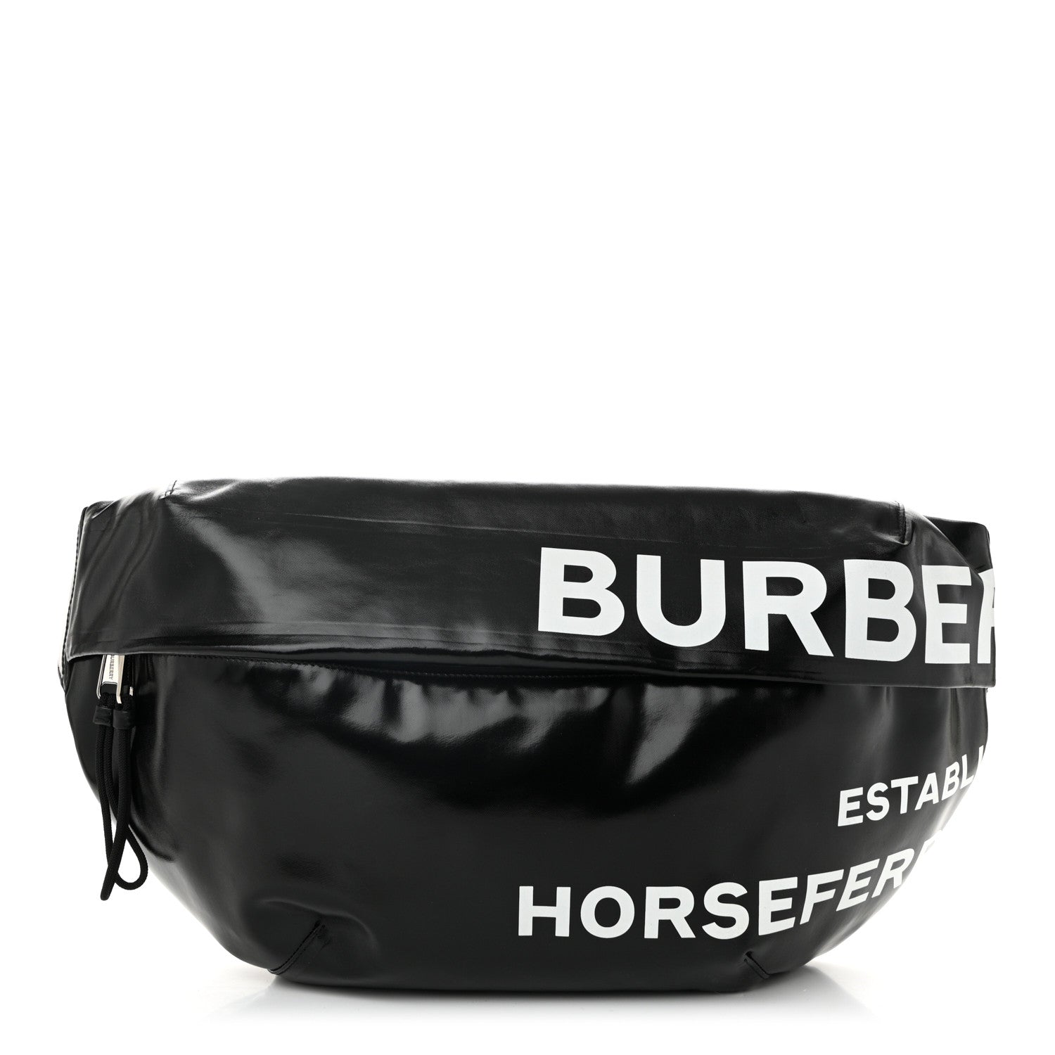 Coated Canvas Horseferry Print Extra Large Bum Bag Black