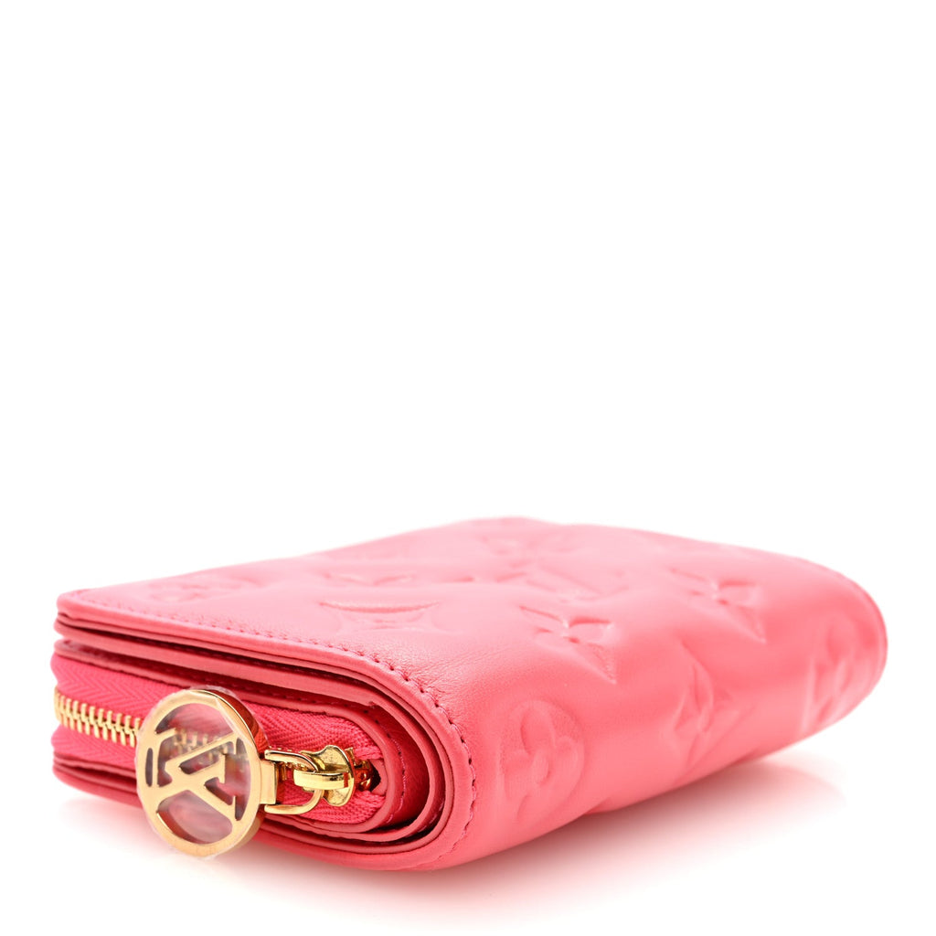 Lambskin Embossed Monogram Lou Coussin Wallet Pink