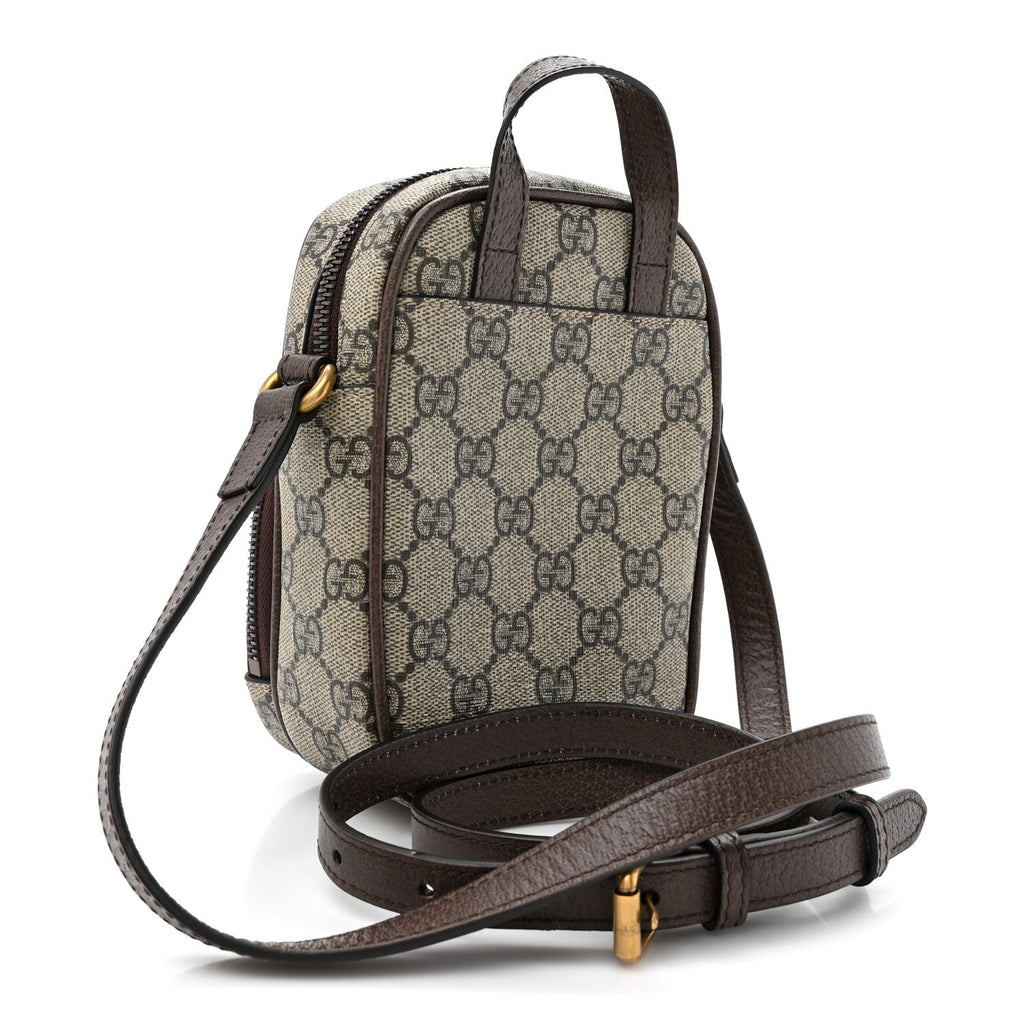 GG Supreme Monogram Web Mini Ophidia Double Zip Messenger Bag Beige New Acero