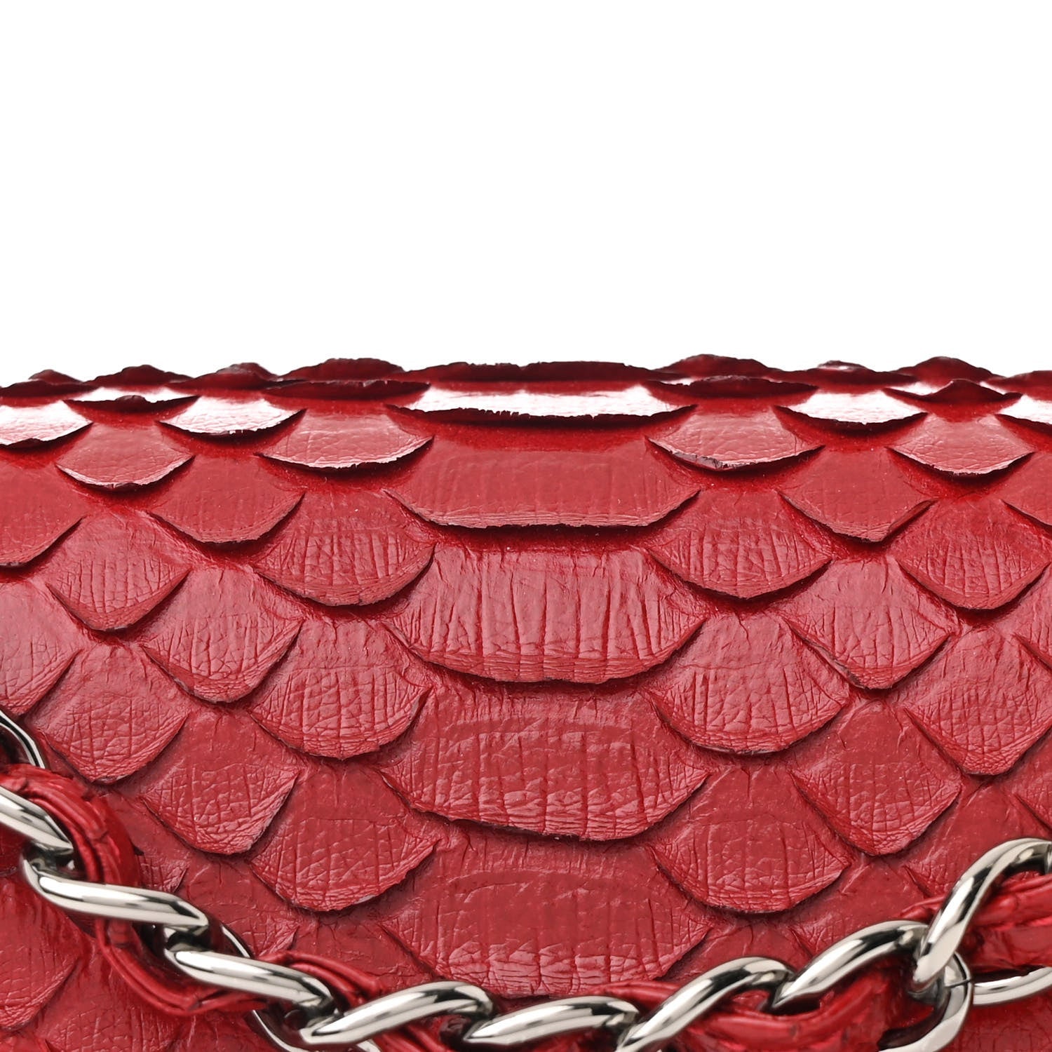 Snakeskin Mini Square Flap Red