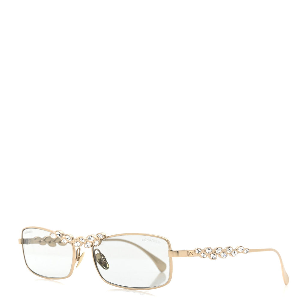 Metal Crystal Sparkling Wheat Rectangle Sunglasses 71584 Gold