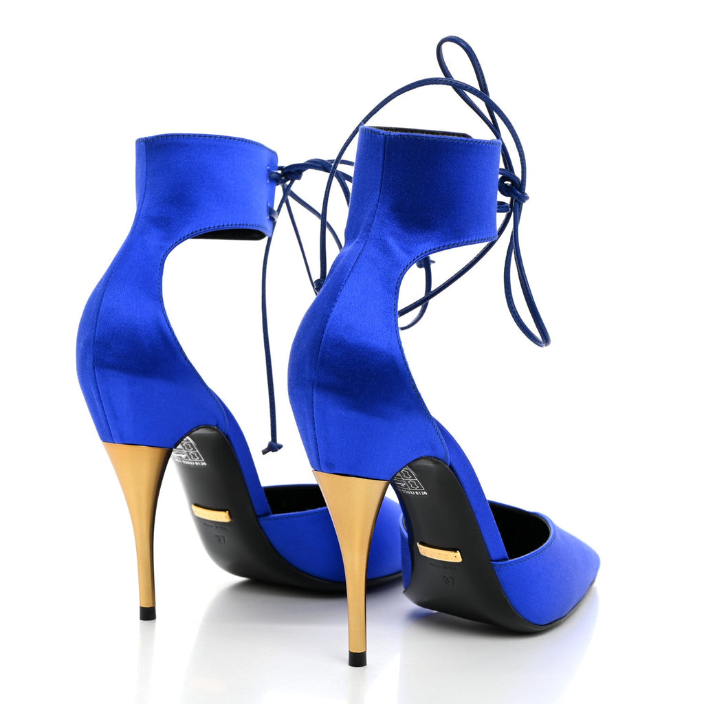 Nappa Fabric Priscilla Ankle Cuff Pumps 37 Electric Blue