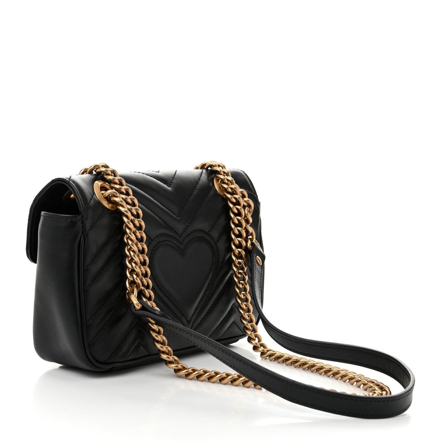 Calfskin Matelasse Mini GG Marmont Shoulder Bag Black