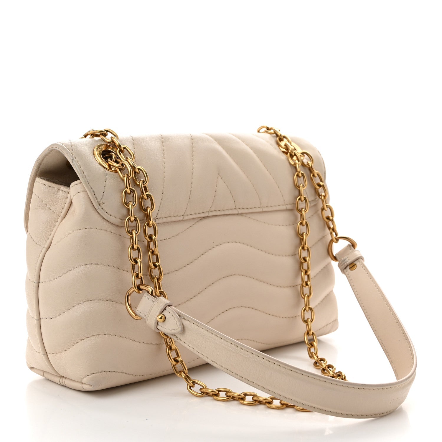 Calfskin LV New Wave Chain Bag Ivory