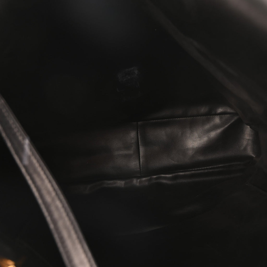 Lambskin Quilted Shopping Tote Black