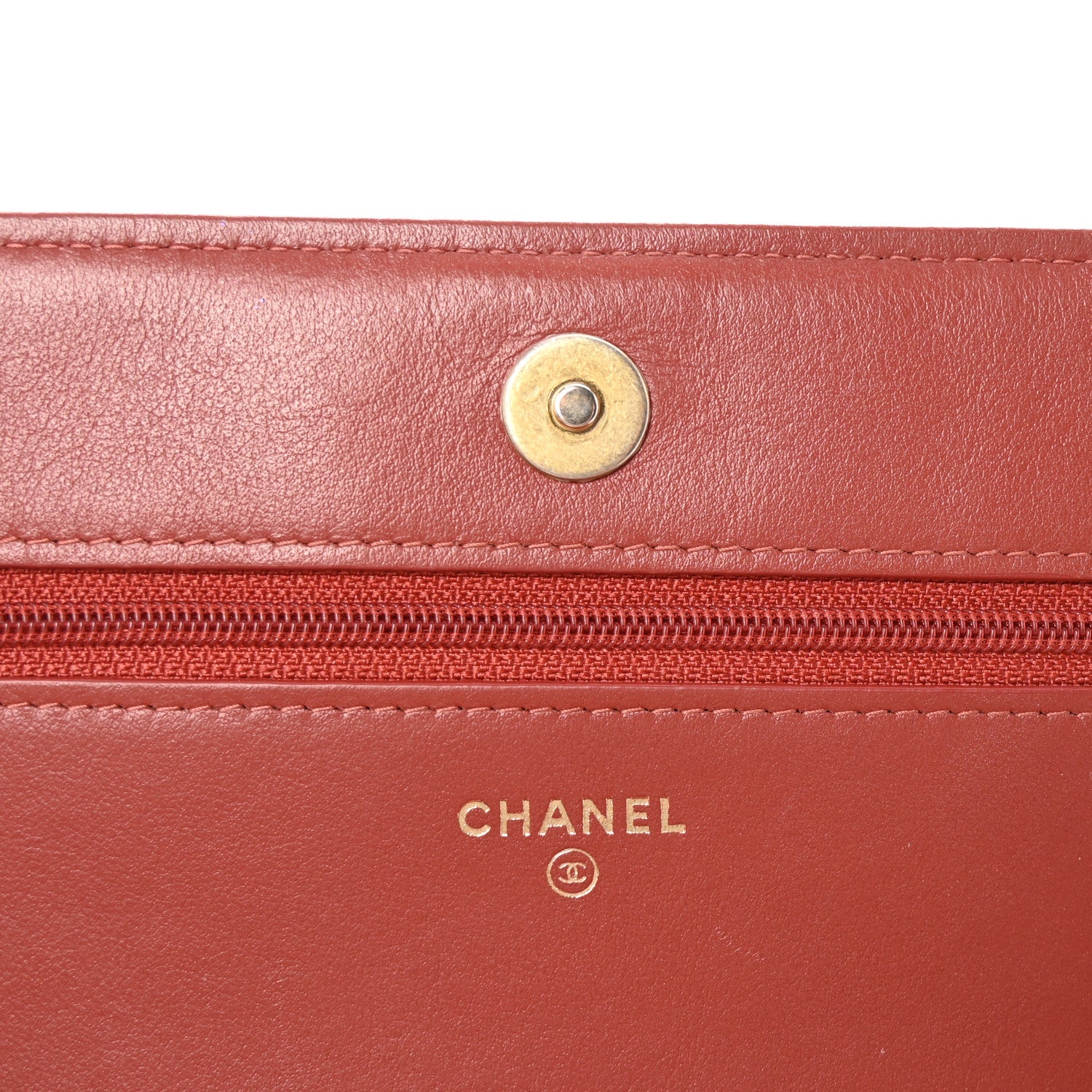 Calfskin Quilted Boy Wallet On Chain WOC Red