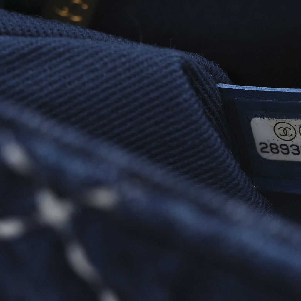 Denim Quilted Medium Denim Trip Single Flap Blue