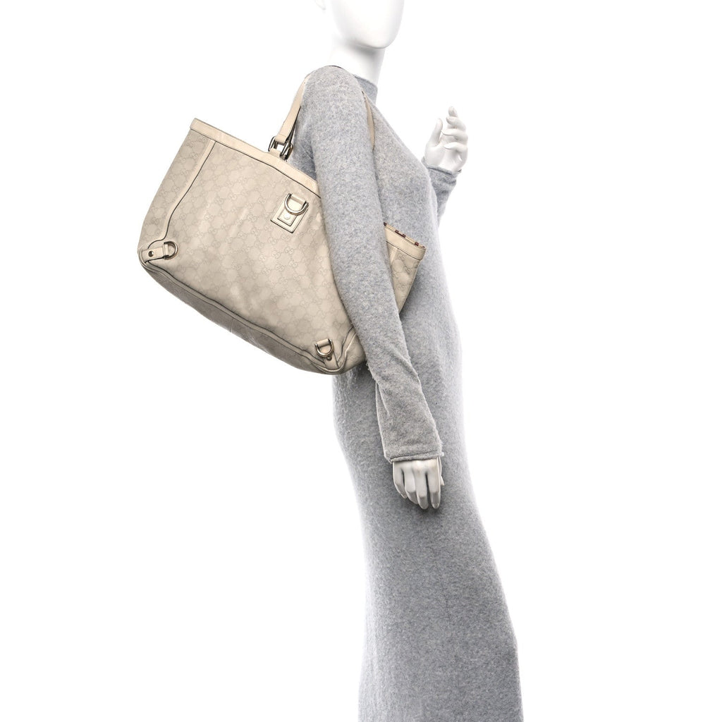 Guccissima Large Abbey Tote Off White