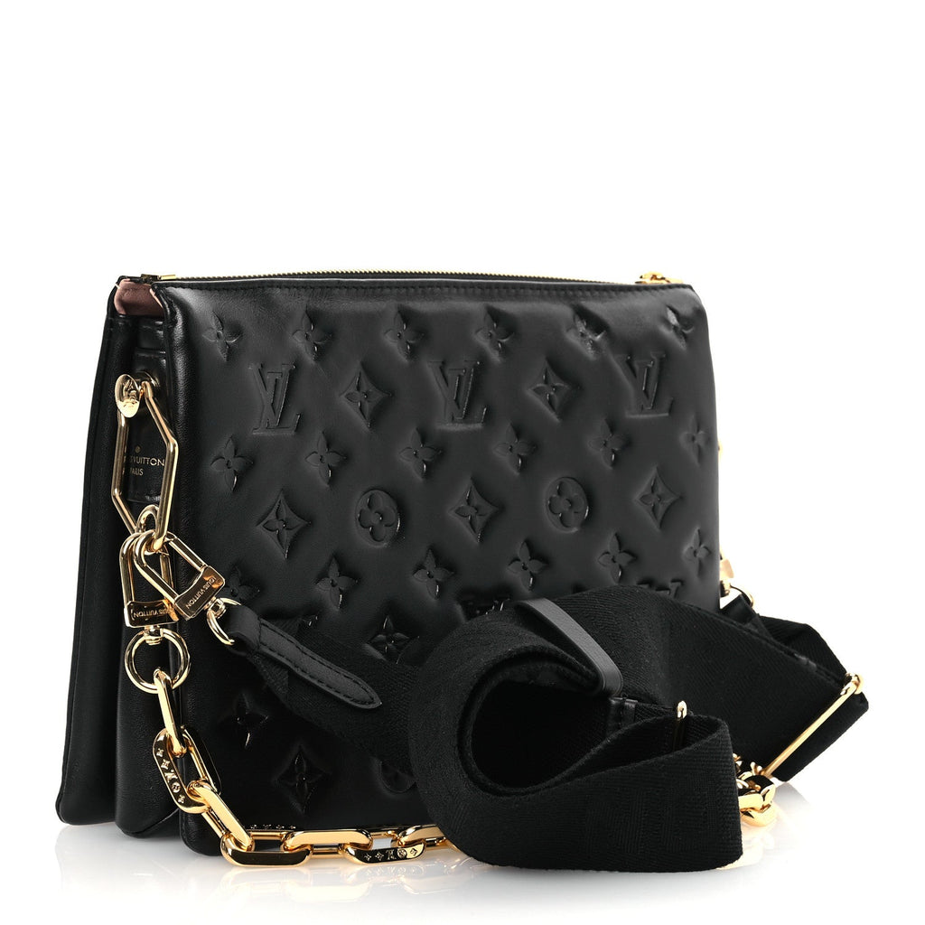 Lambskin Embossed Monogram Coussin PM Black