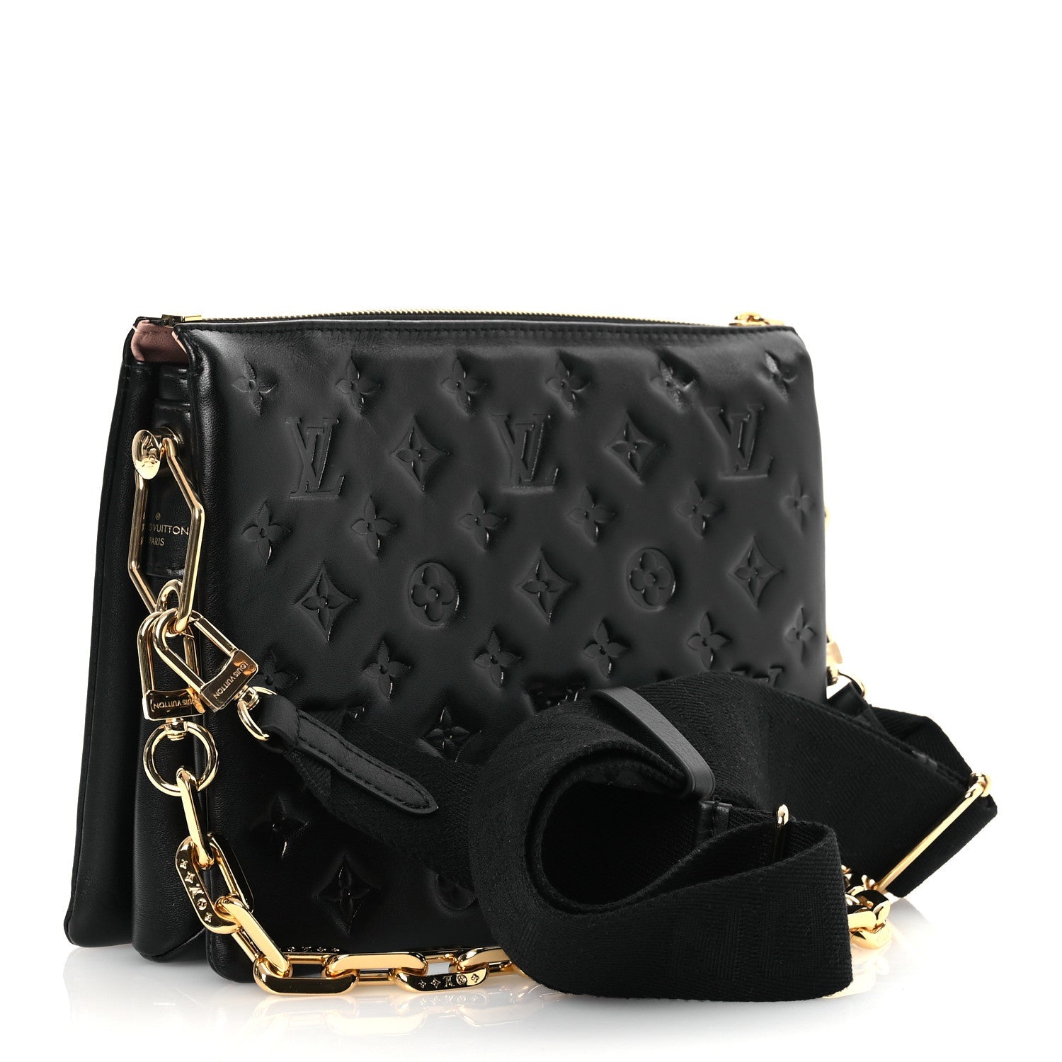 Lambskin Embossed Monogram Coussin PM Black