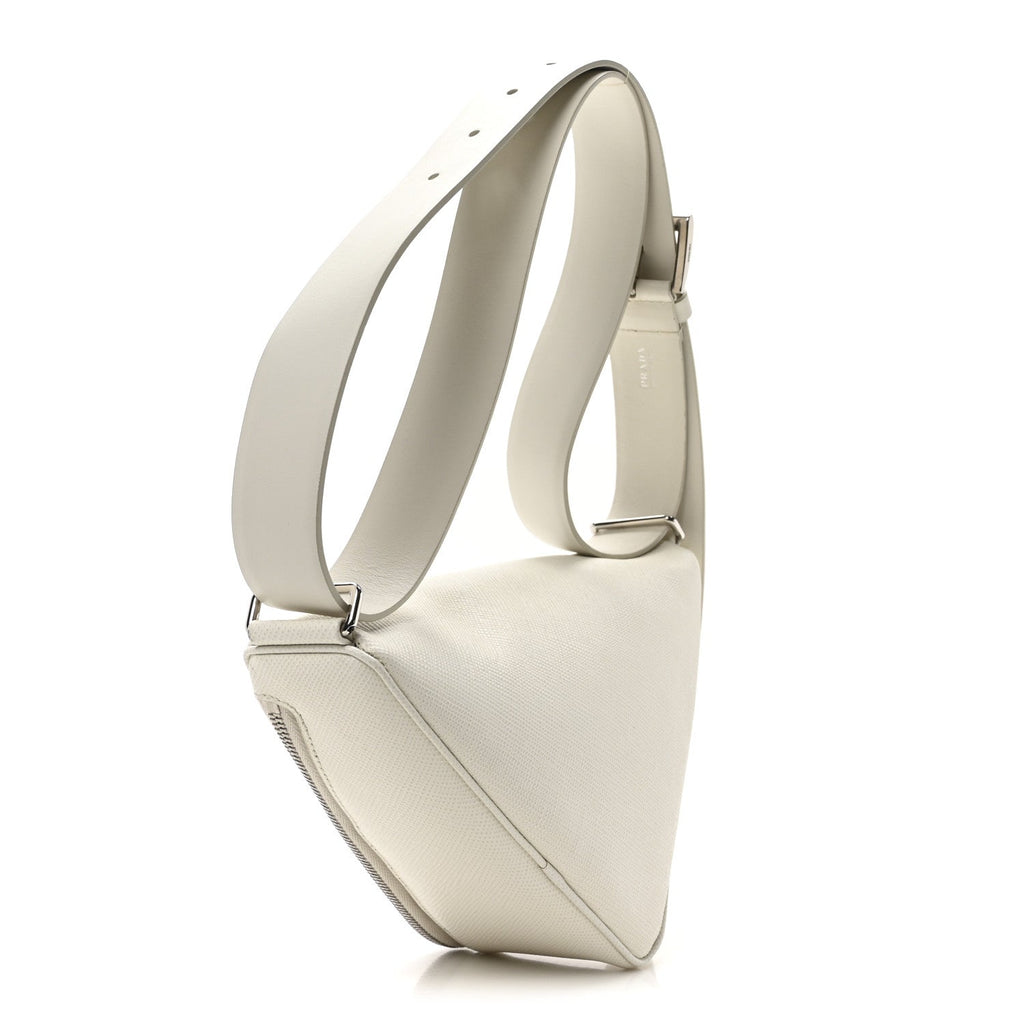 Saffiano Triangle Shoulder Belt Bag White