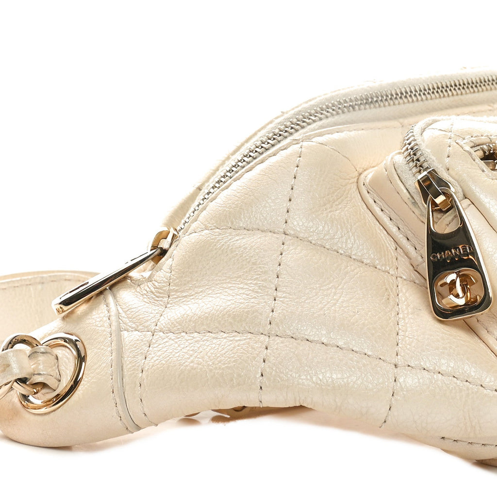 Calfskin Quilted All About Waist Belt Bag Light Beige