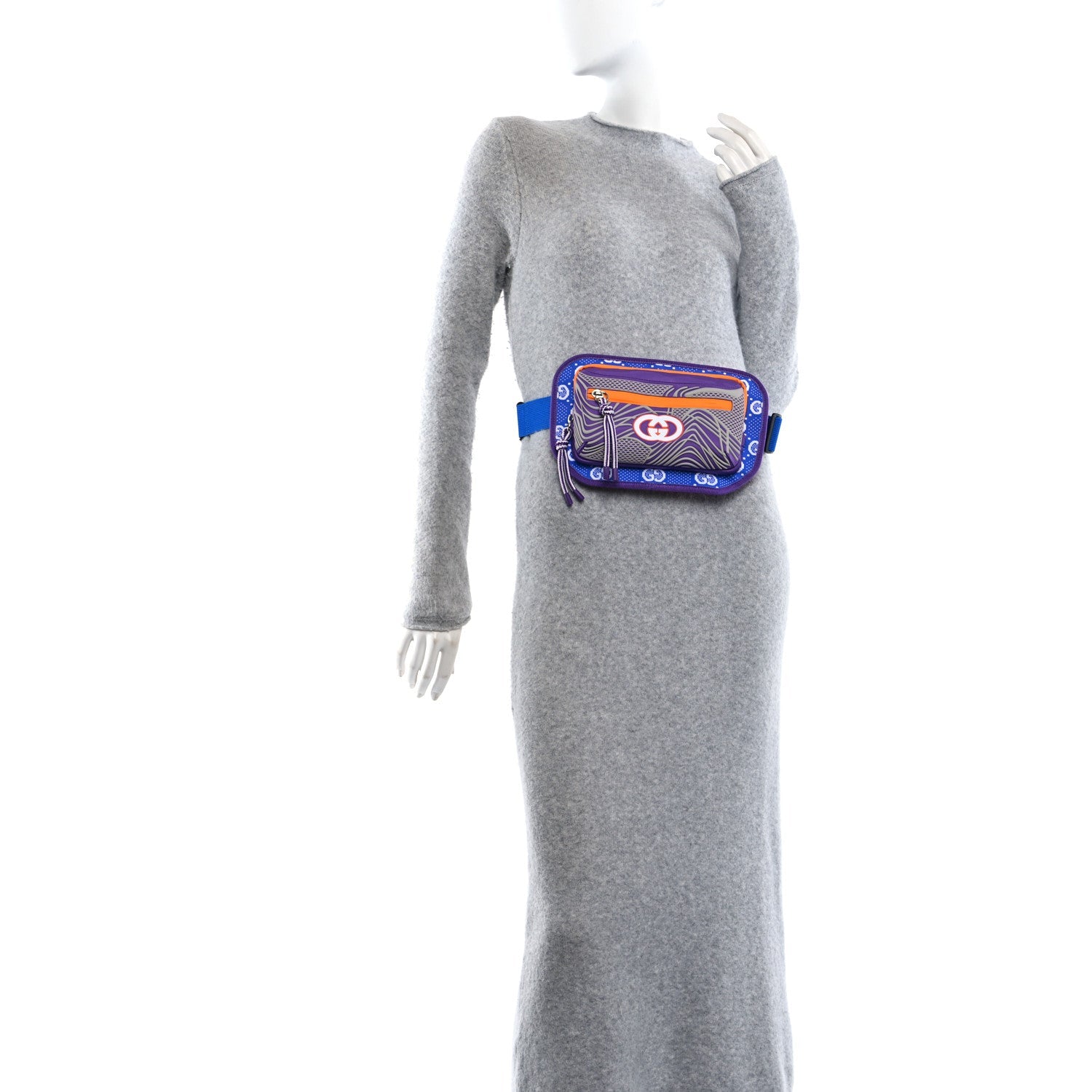 Jersey GG Monogram All Over Sporty Belt Bag Grey White Multicolor