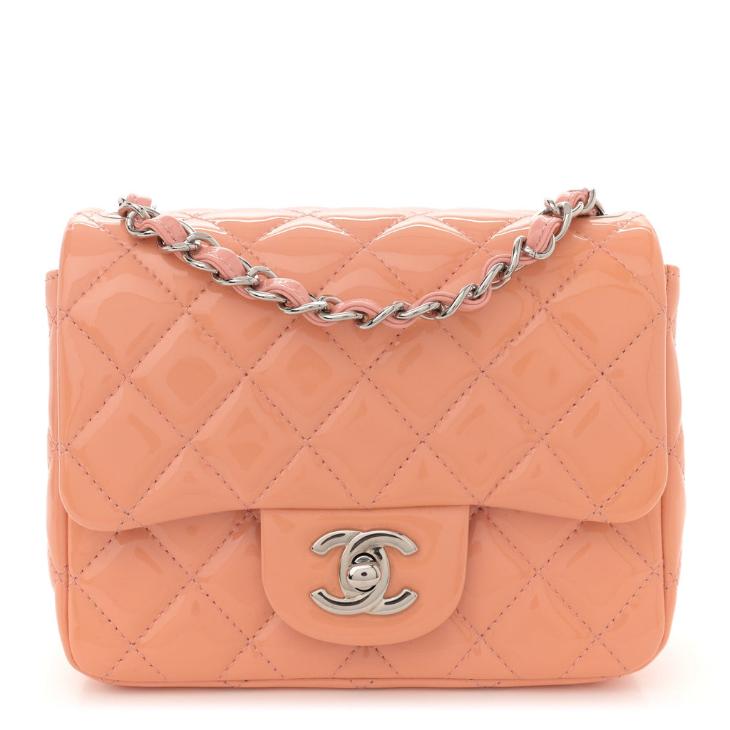 Patent Quilted Mini Square Flap Pink