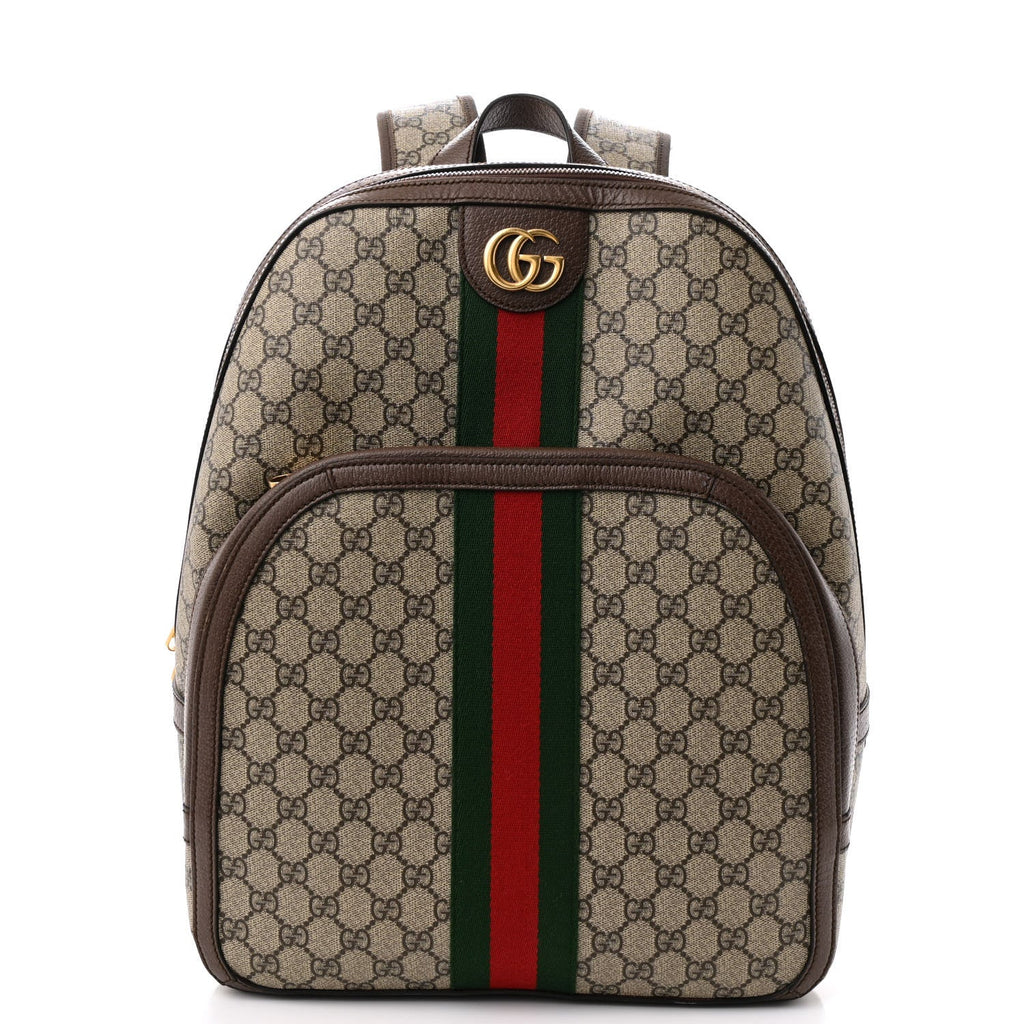 GG Supreme Monogram Medium Ophidia Day Backpack Brown