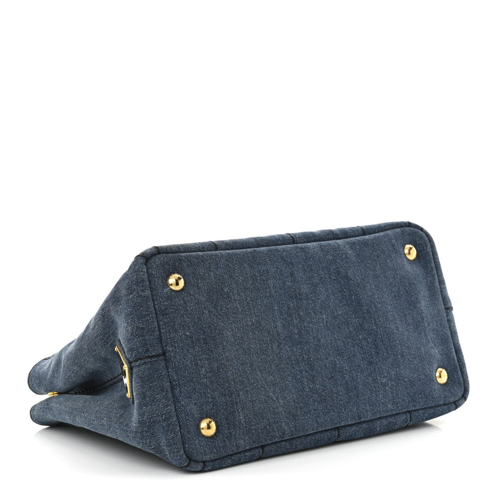 Denim Small Logo Tote Bleu