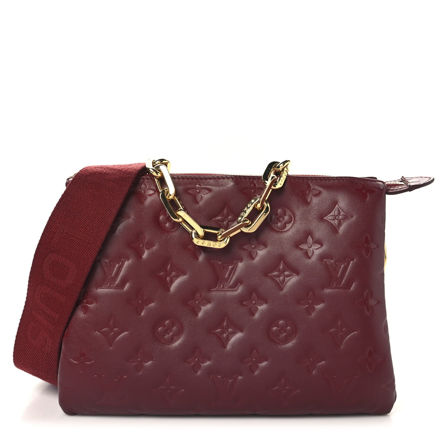 Lambskin Embossed Monogram Coussin PM Wine