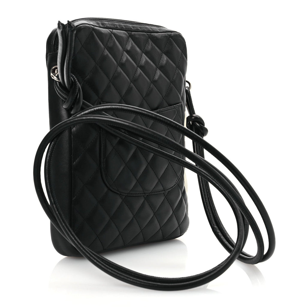 Calfskin Quilted Medium Cambon Messenger Black White