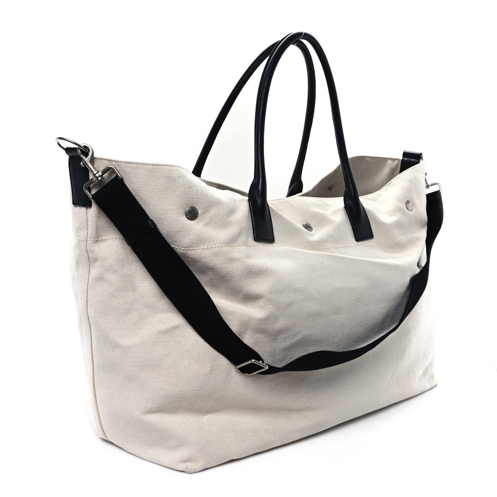 Linen Calfskin Rive Gauche Maxi Tote Beige Black