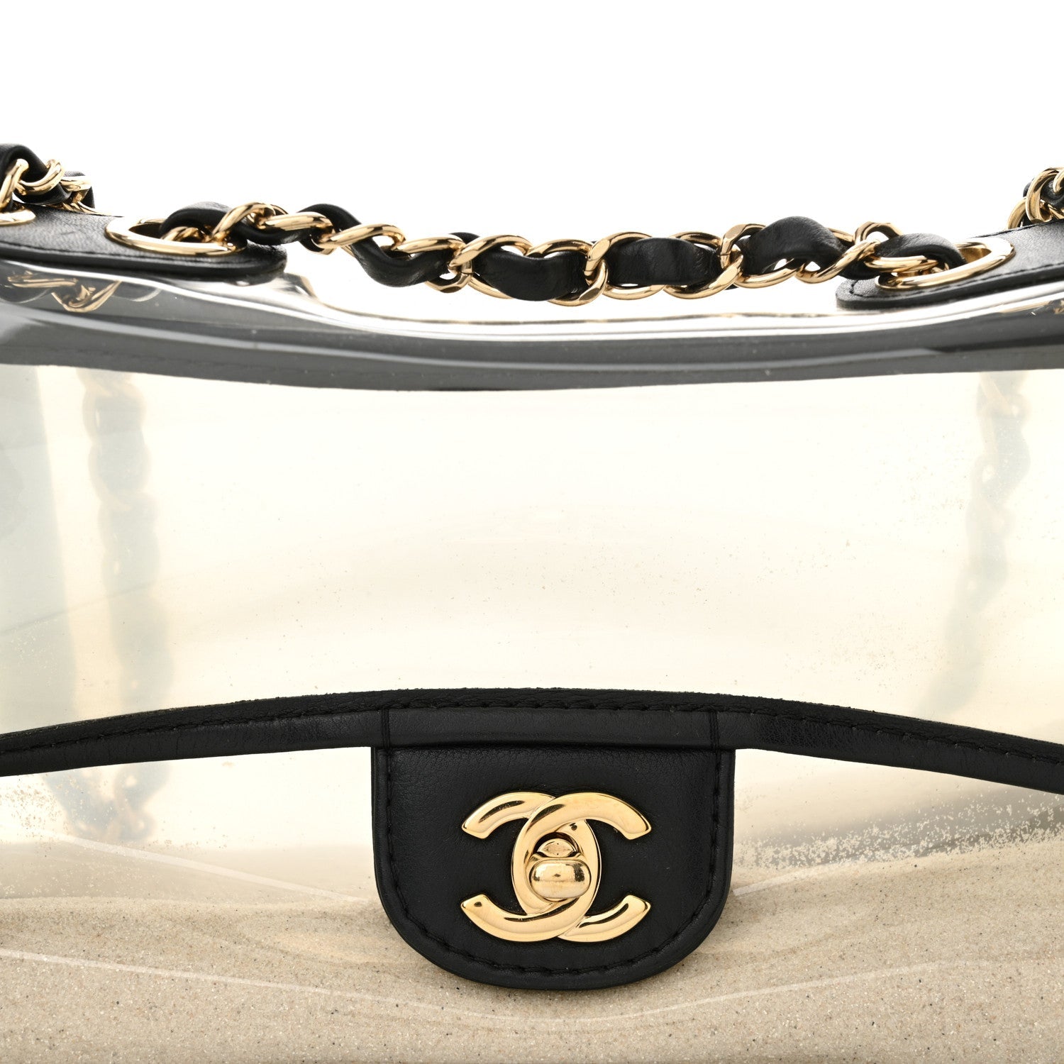 Lambskin PVC Medium Sand By The Sea Flap Black