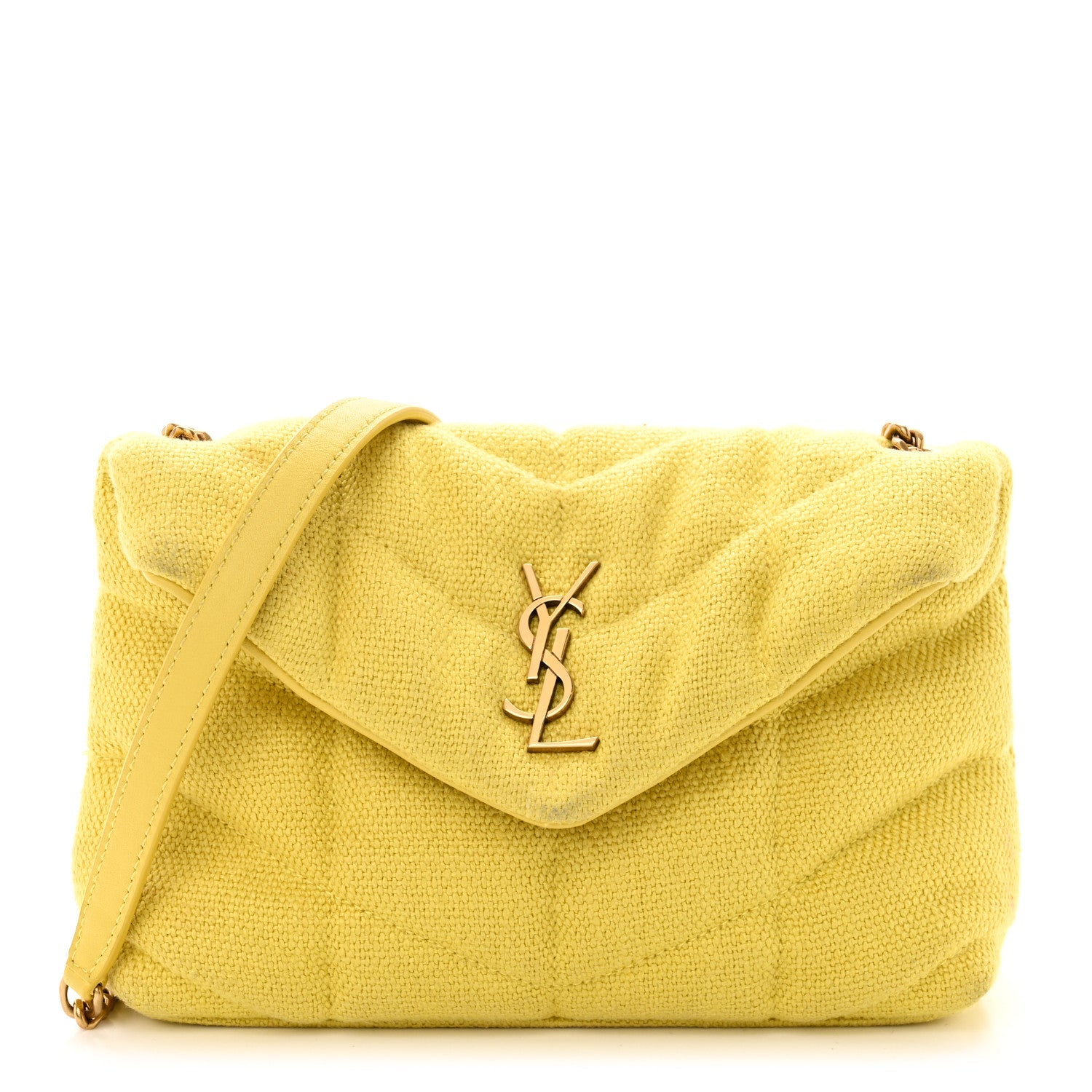 Canvas Quilted Toy Loulou Puffer Monogram Chain Satchel Jaune Citron