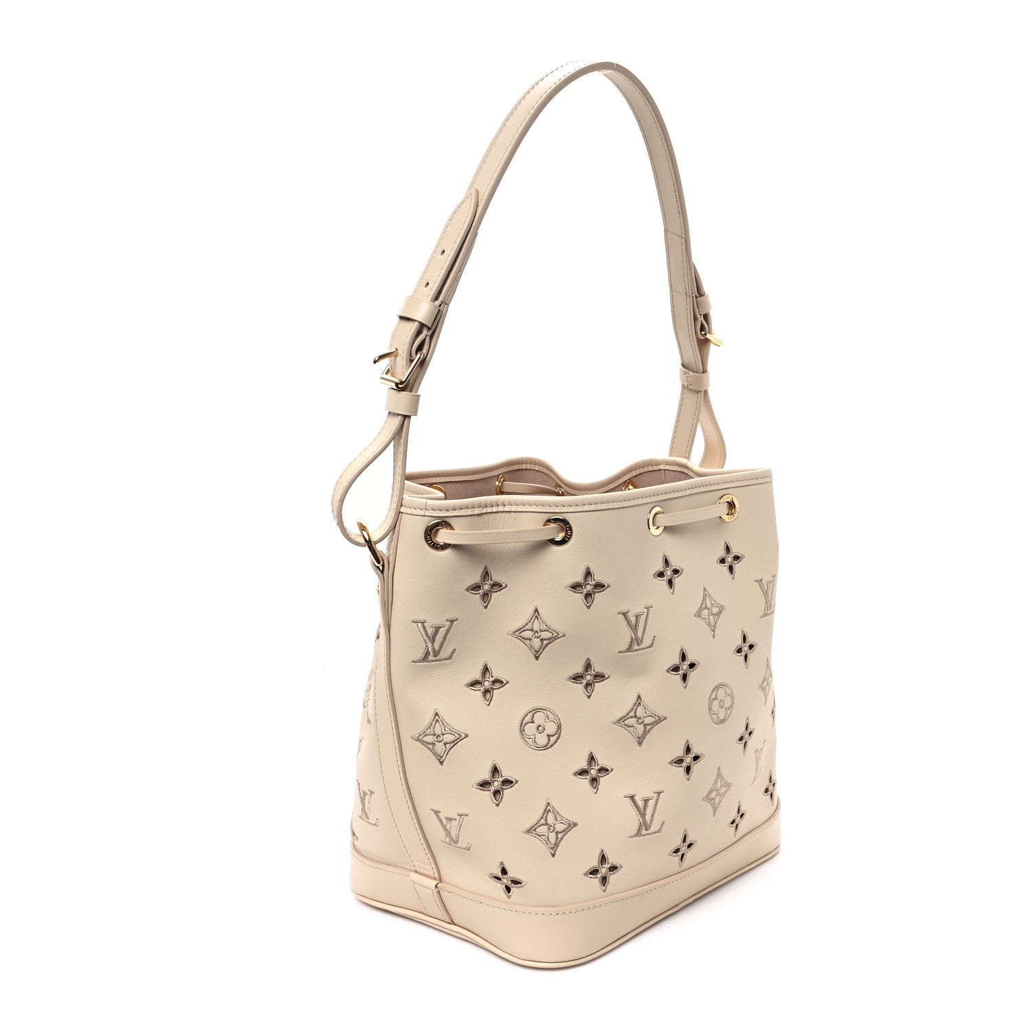 Calfskin Monogram Cutout Petit Noe Neutral