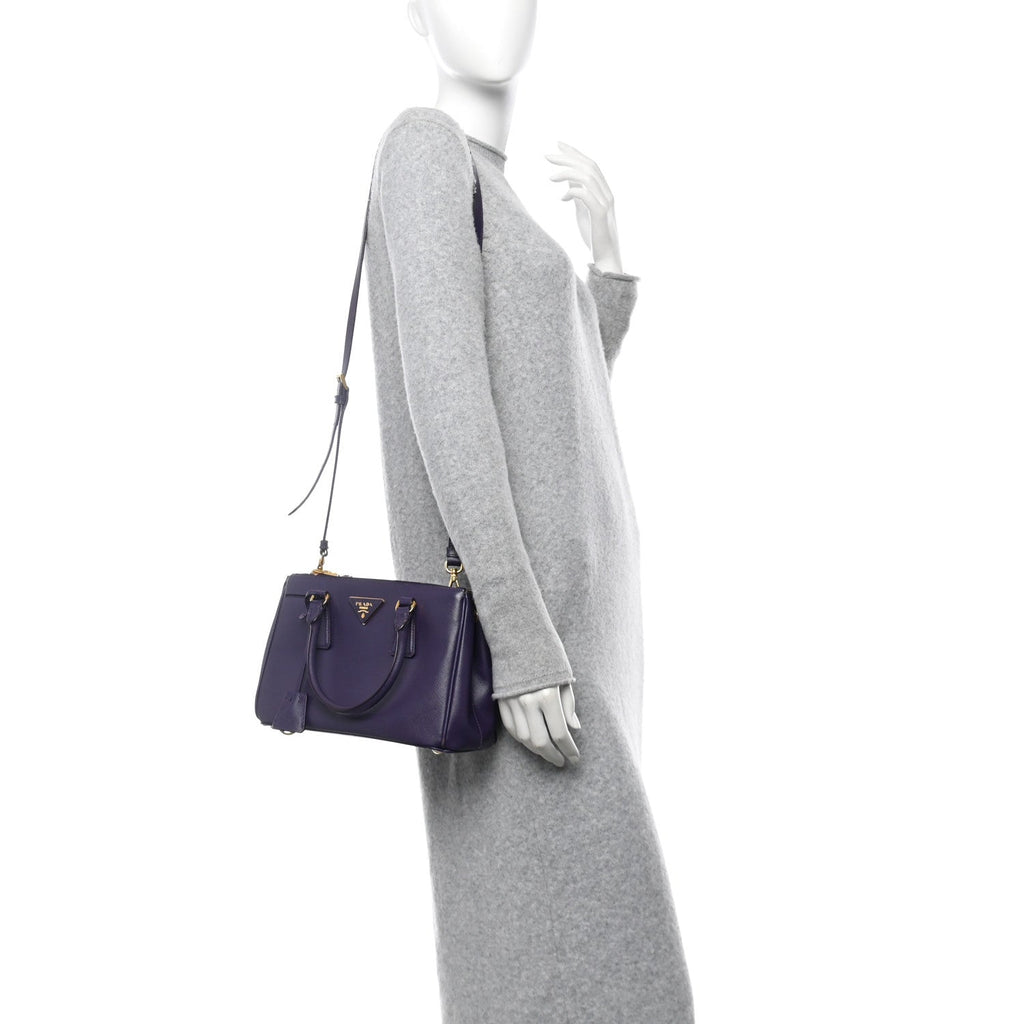 Saffiano Lux Mini Galleria Double Zip Tote Uva