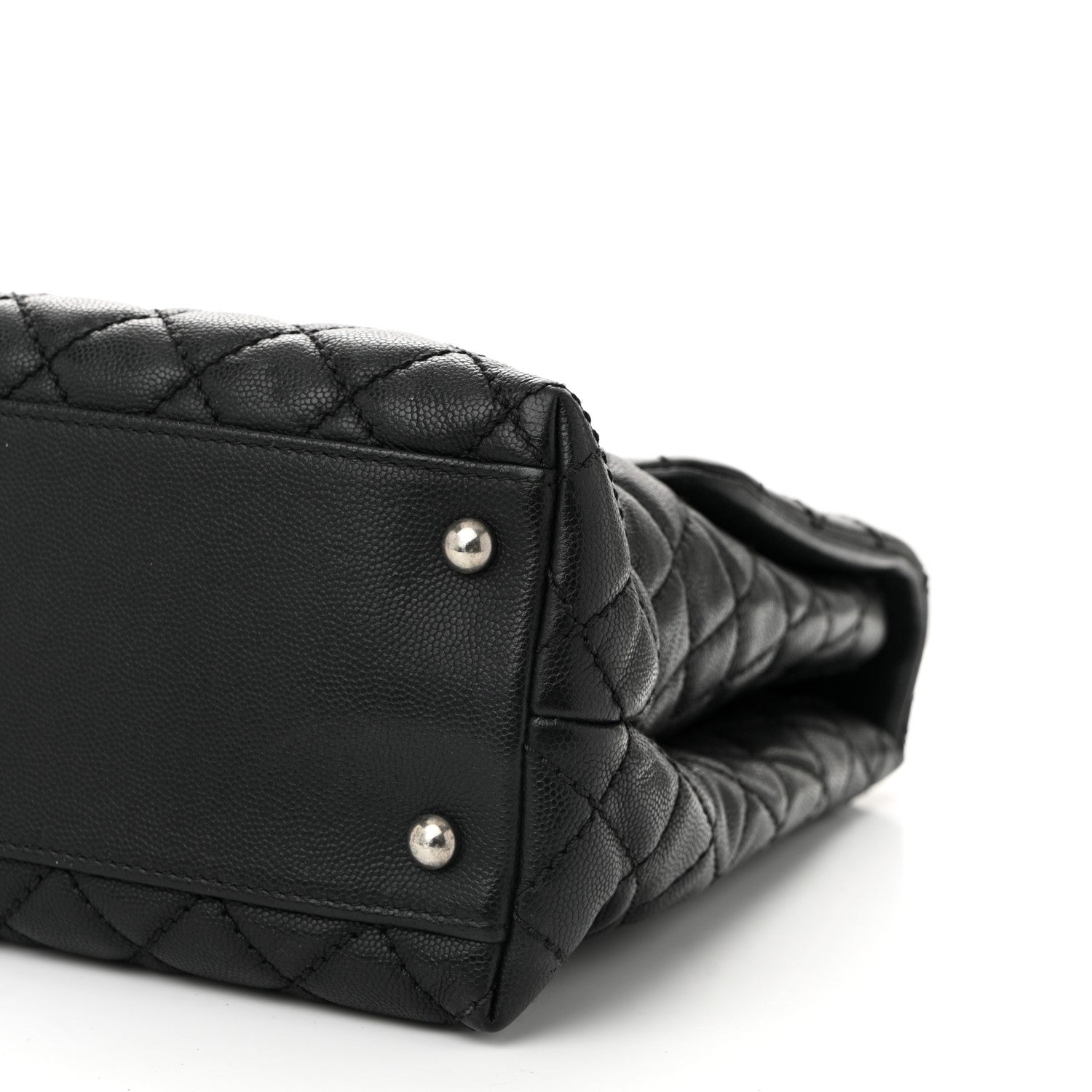 Caviar Lizard Quilted Large Coco Handle Flap Grey
