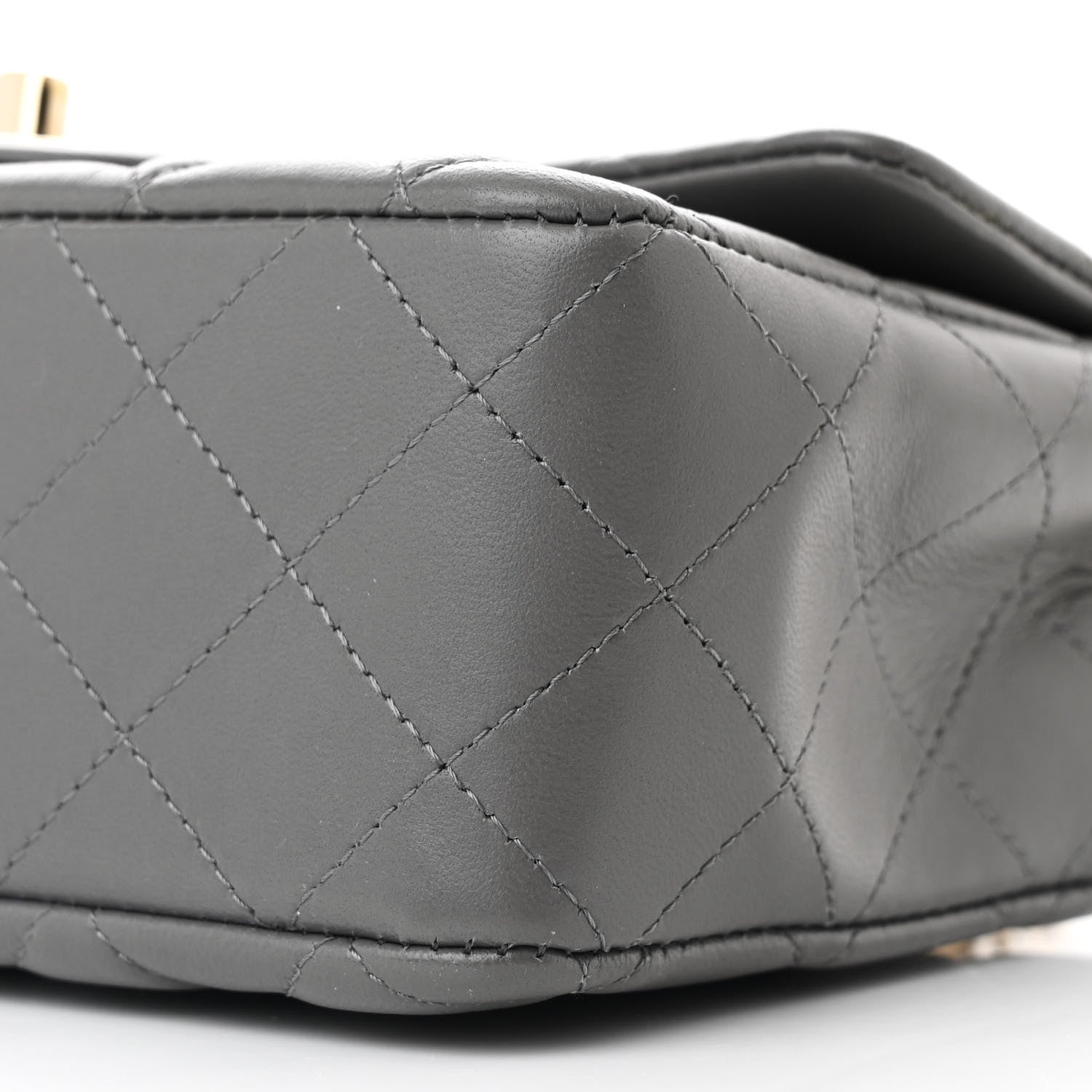Lambskin Quilted Mini Rectangular Flap Dark Grey