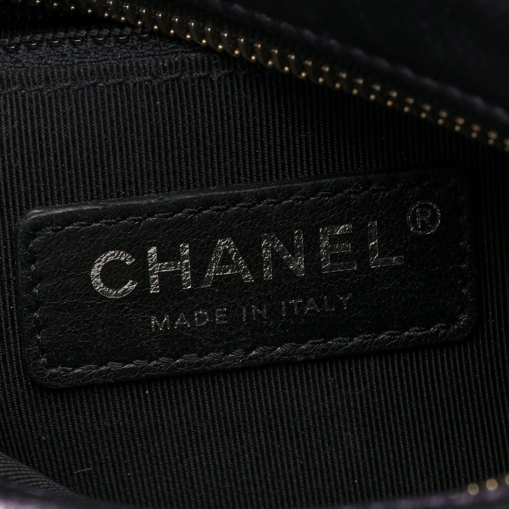 Iridescent Aged Calfskin Quilted Small Gabrielle Hobo Black