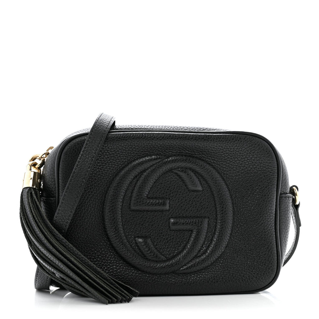 Pebbled Calfskin Small Soho Disco Bag Black