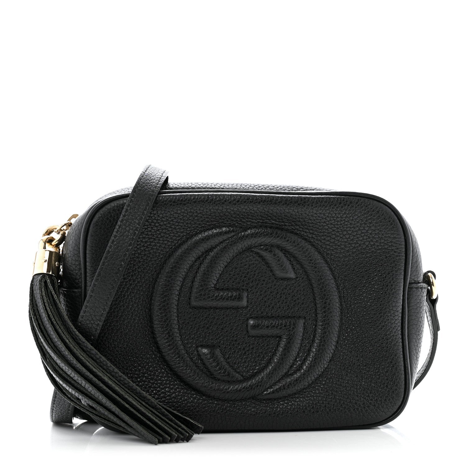 Pebbled Calfskin Small Soho Disco Bag Black