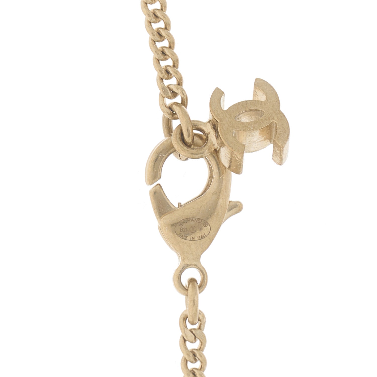 Crystal Pearl Lock Perfume Bottle CC Pendant Necklace Gold Red White
