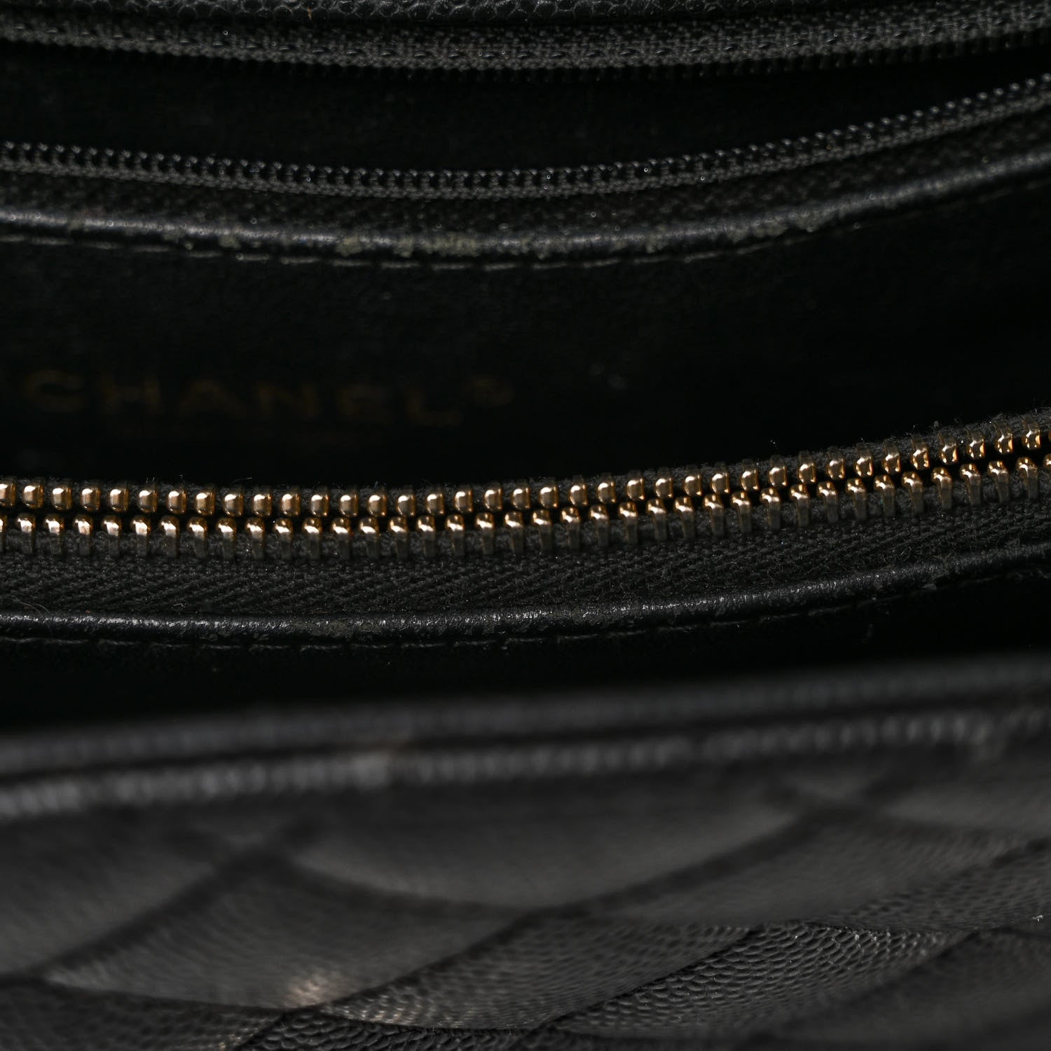 Caviar Lizard Quilted Large Coco Handle Flap Black