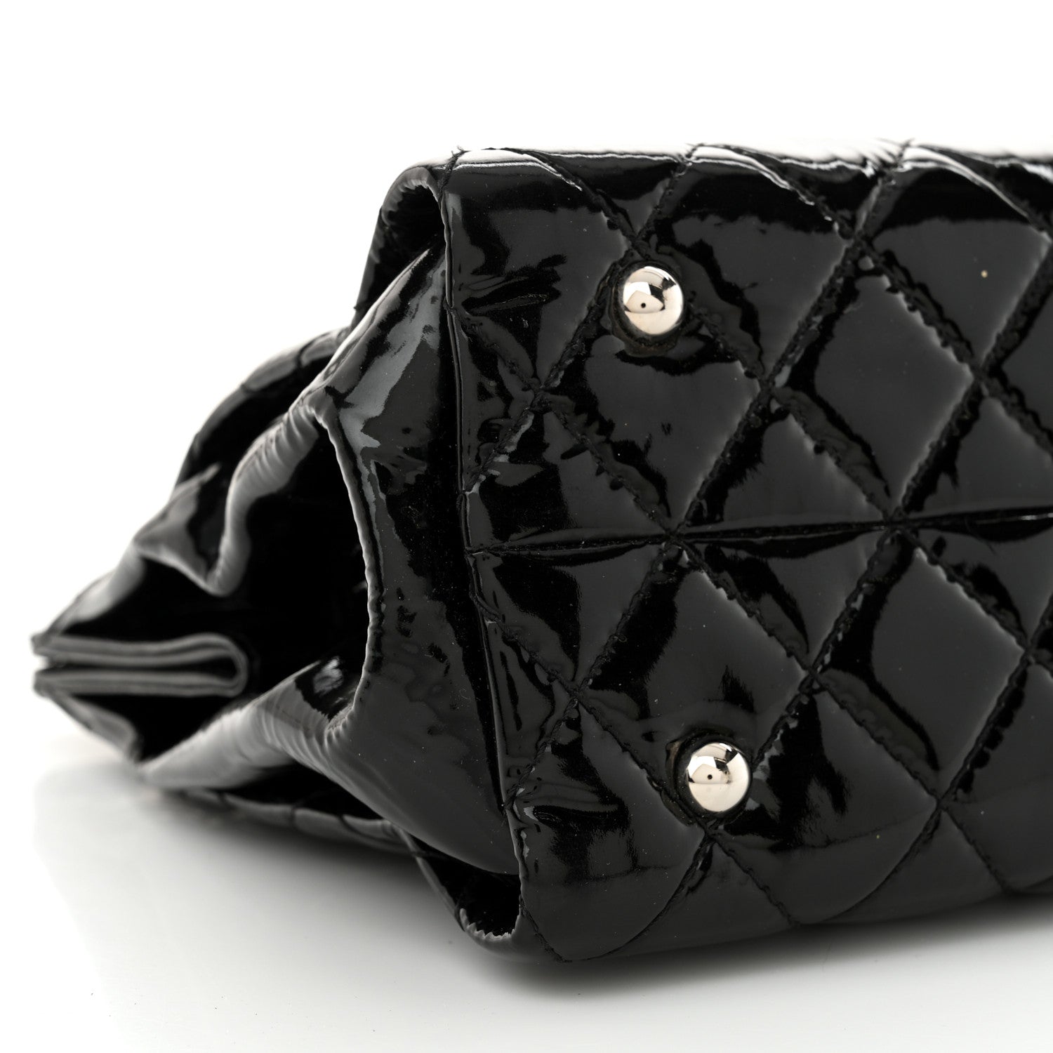 Patent Quilted Timeless CC Shopping Tote Black