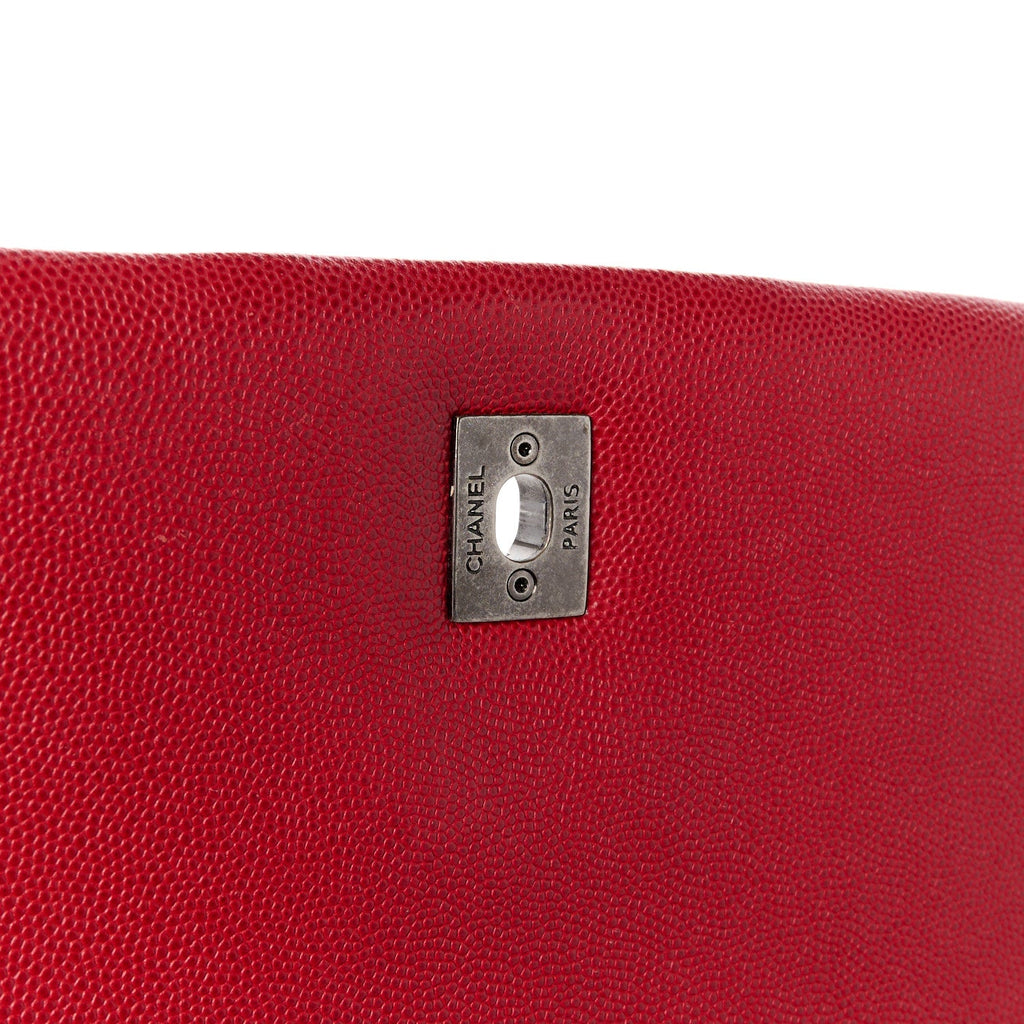 Caviar Quilted Small Coco Handle Flap Red