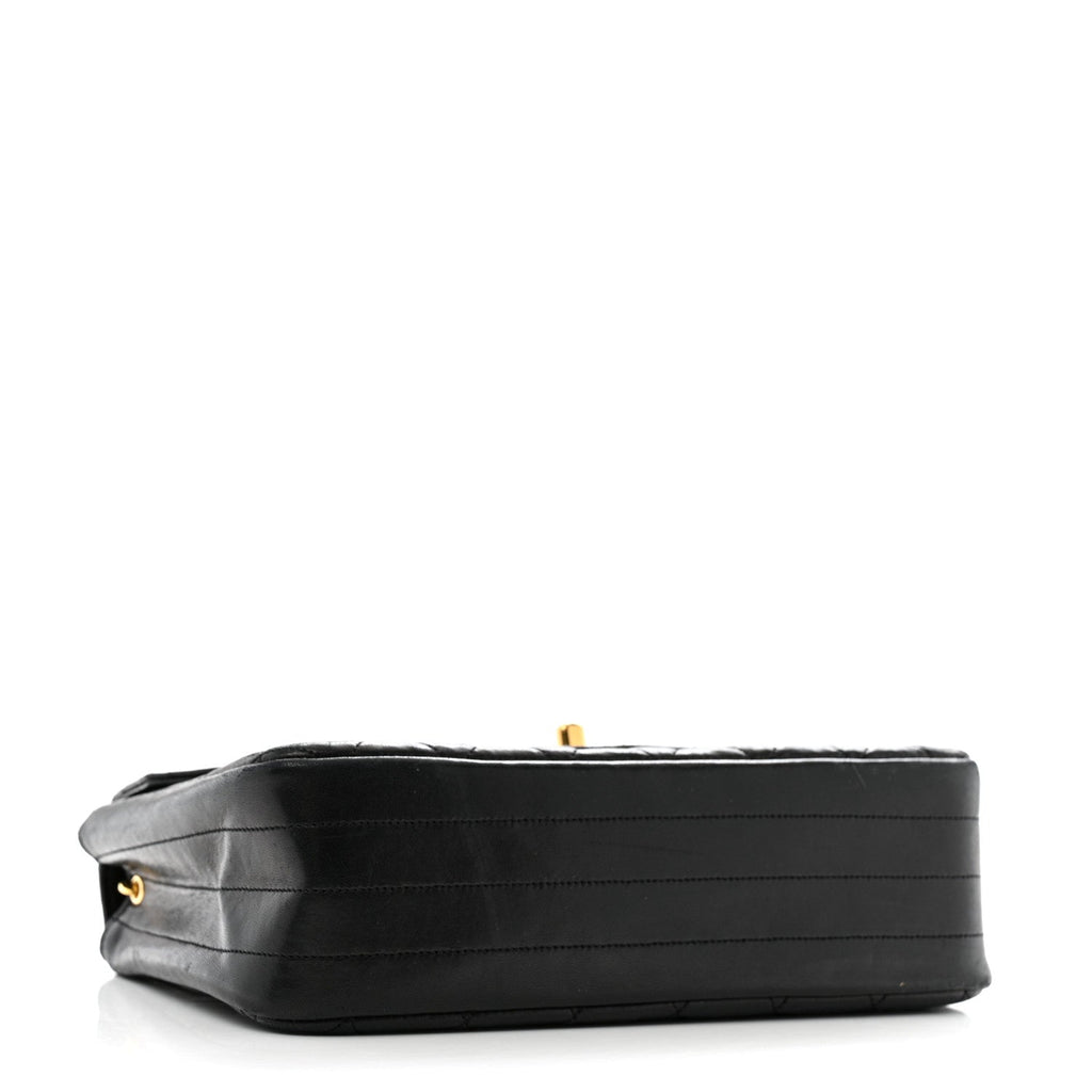Lambskin Quilted Single Flap Black